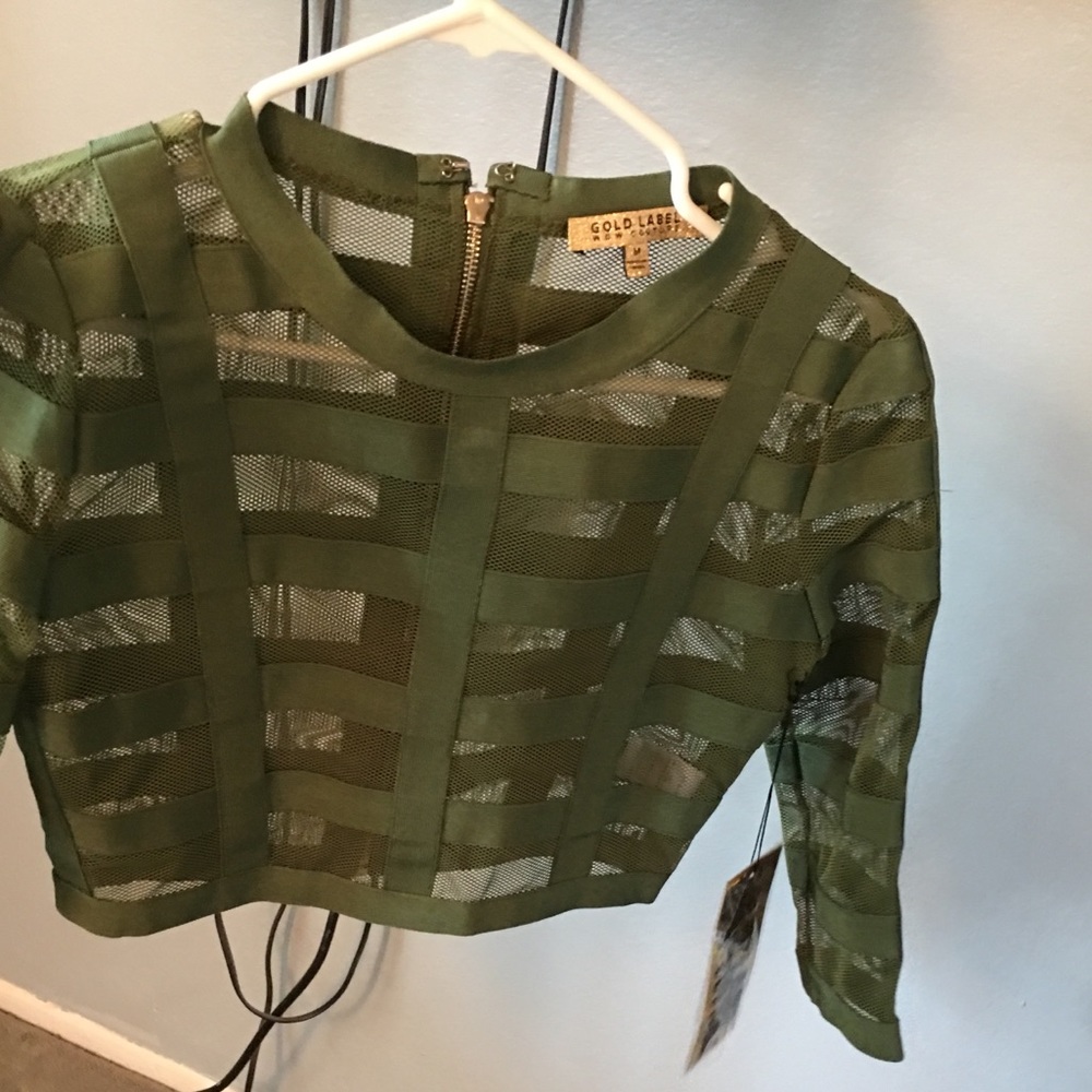 Cage mesh green top and skirt